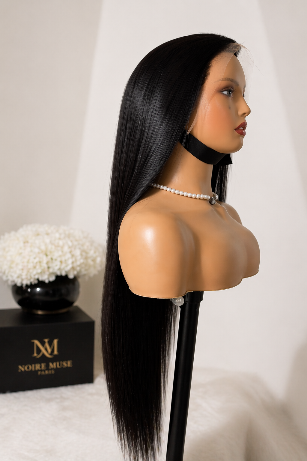 Noire Muse Signature Wig — Bone Straight Jet Black Silk